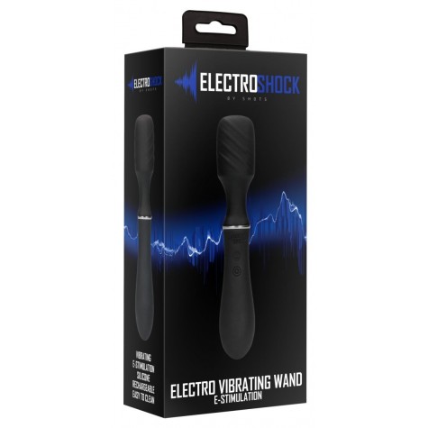 Черный универсальный вибратор с электростимуляцией Electro Vibrating Wand