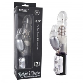 Вибратор Classicle Rabbit Silver с ротацией - 24 см.